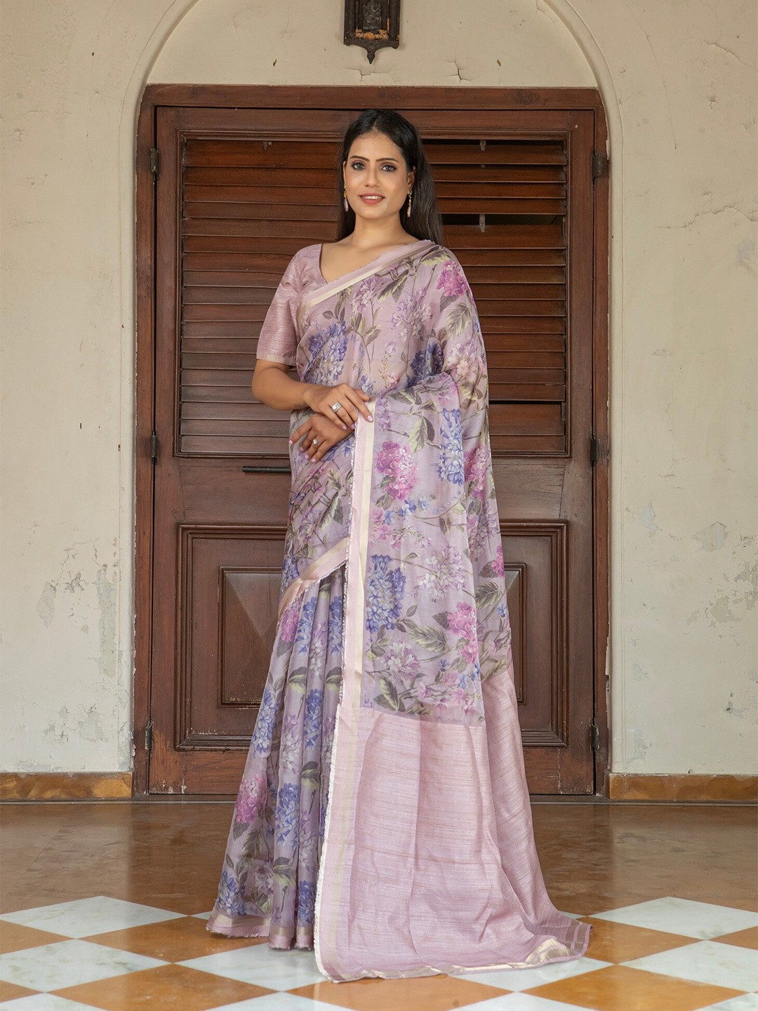 

Anouk Floral Zari Organza Saree, Purple