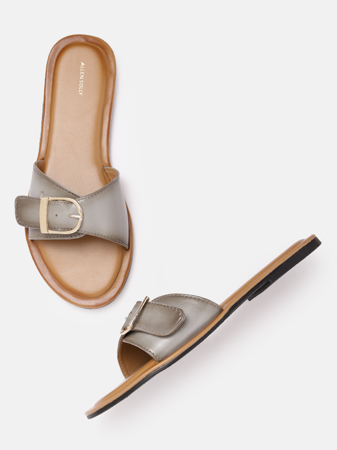 

Allen Solly Women Open Toe Flats with Buckle Detail, Grey
