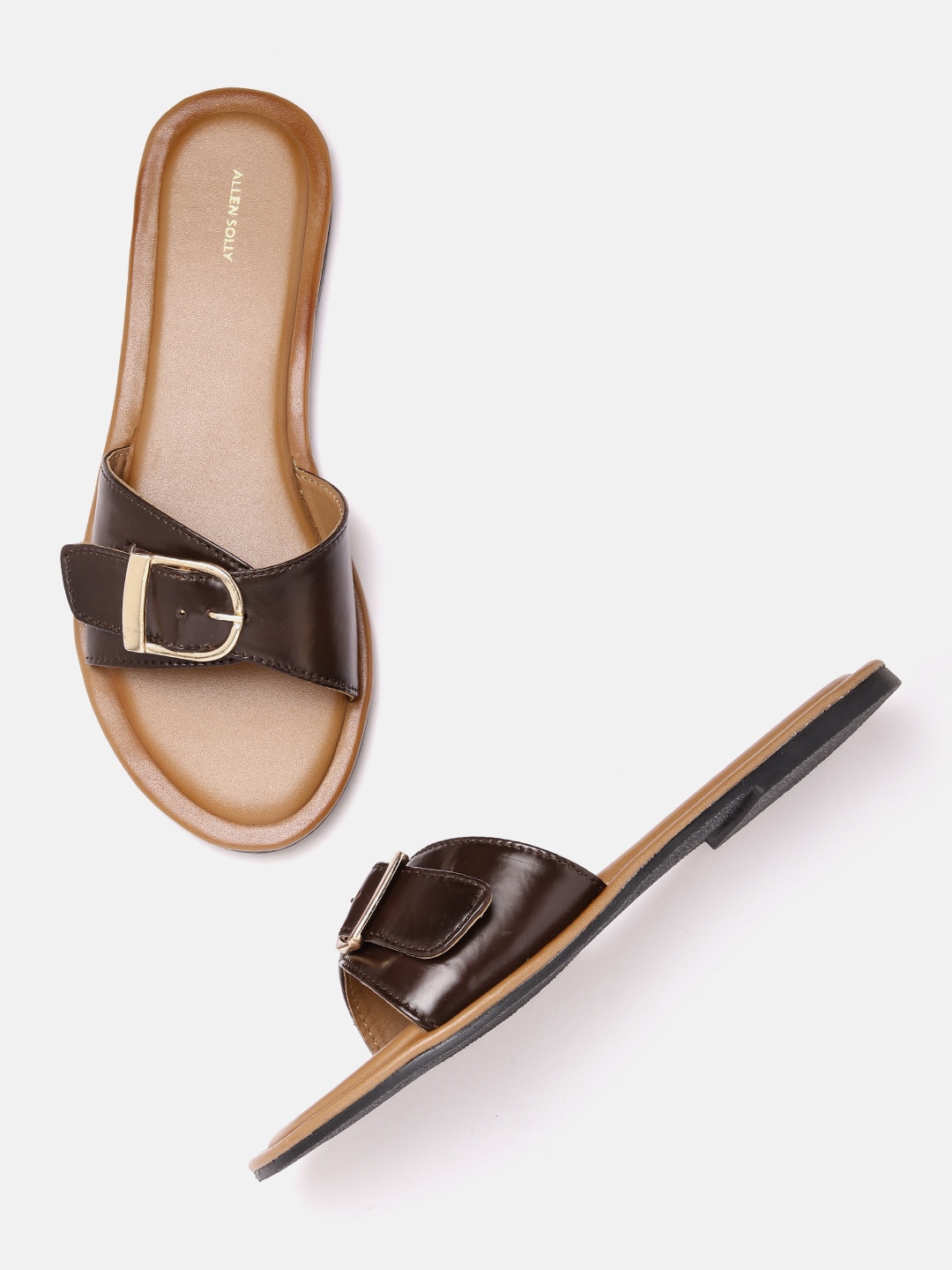 

Allen Solly Women Open Toe Flats With Buckle Detail, Brown