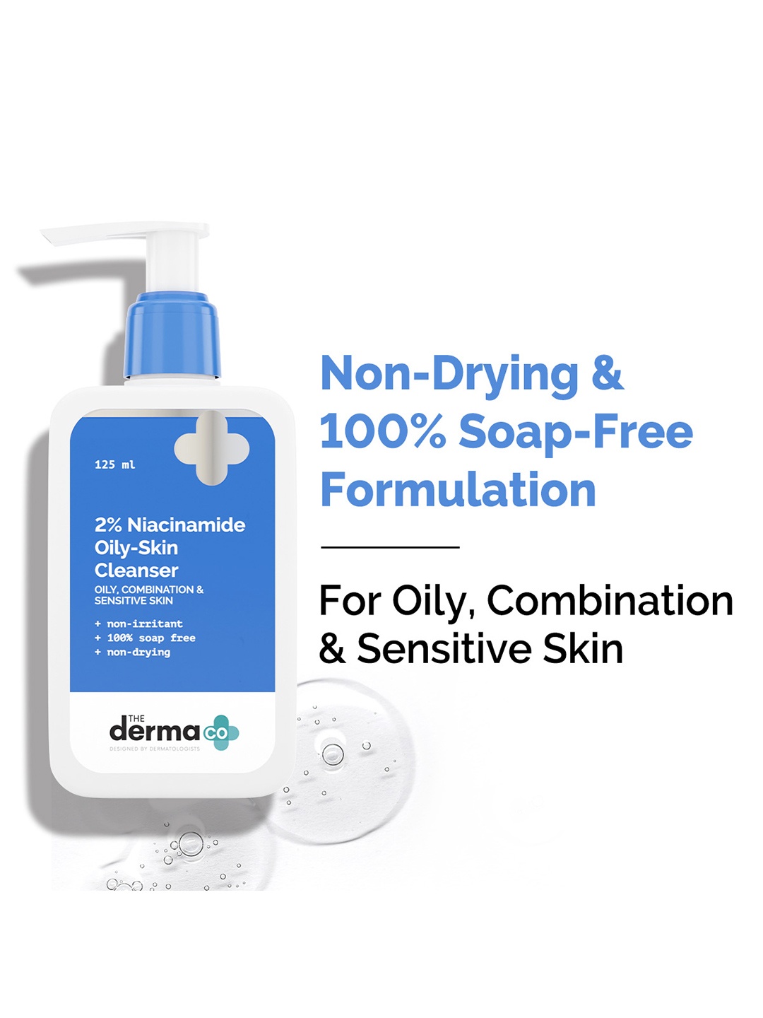 

The Derma co. 2% Niacinamide Non-Irritant & Soap Free Oily Skin Cleanser - 125ml, Blue