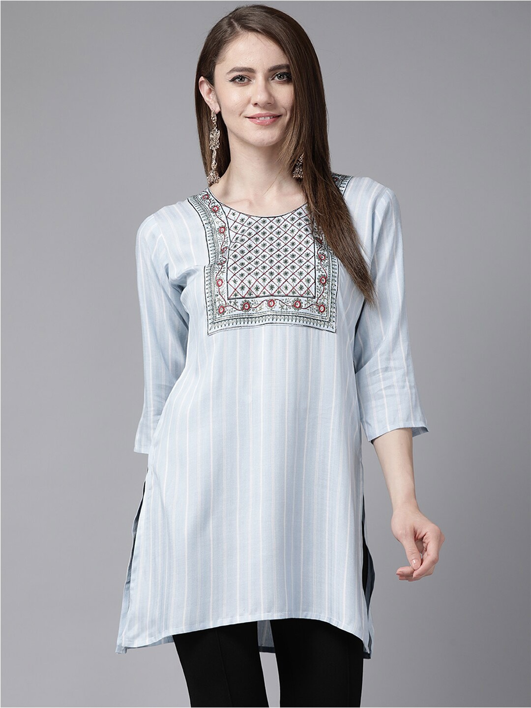 

Aarika Ethnic Motifs Embroidered Kurti, Blue