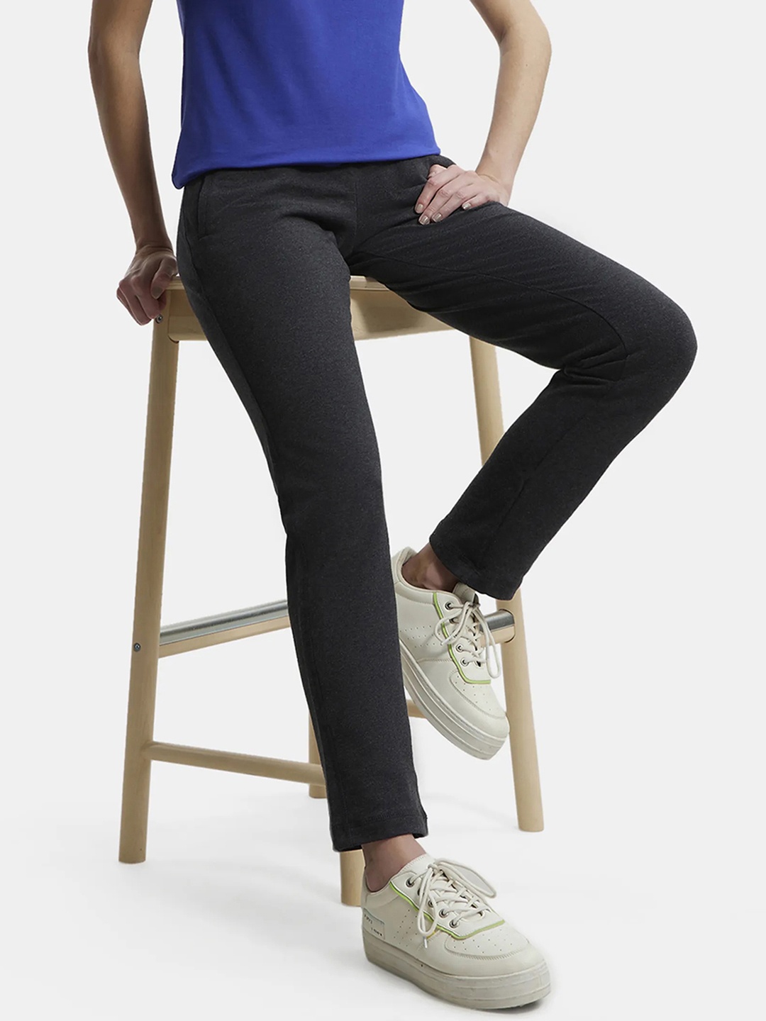 

Jockey Stretch Straight Fit Track Pants with Side Pockets, Charcoal