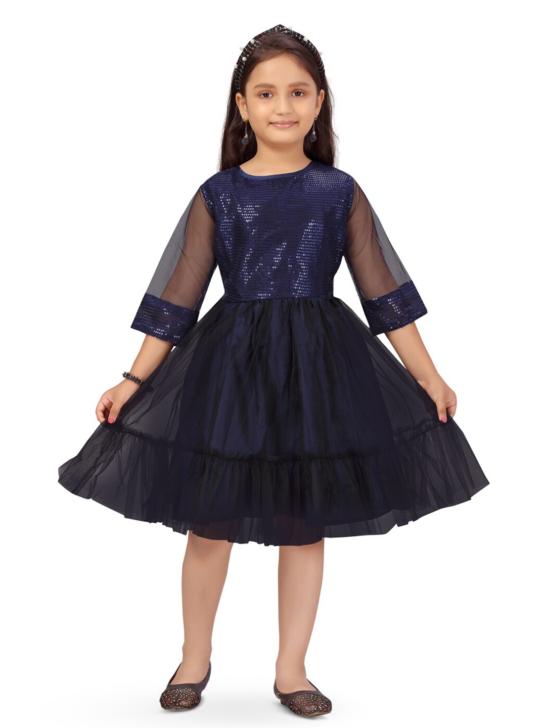 

Aarika Girls Embellished Sequined Bling & Sparkly Gown, Navy blue