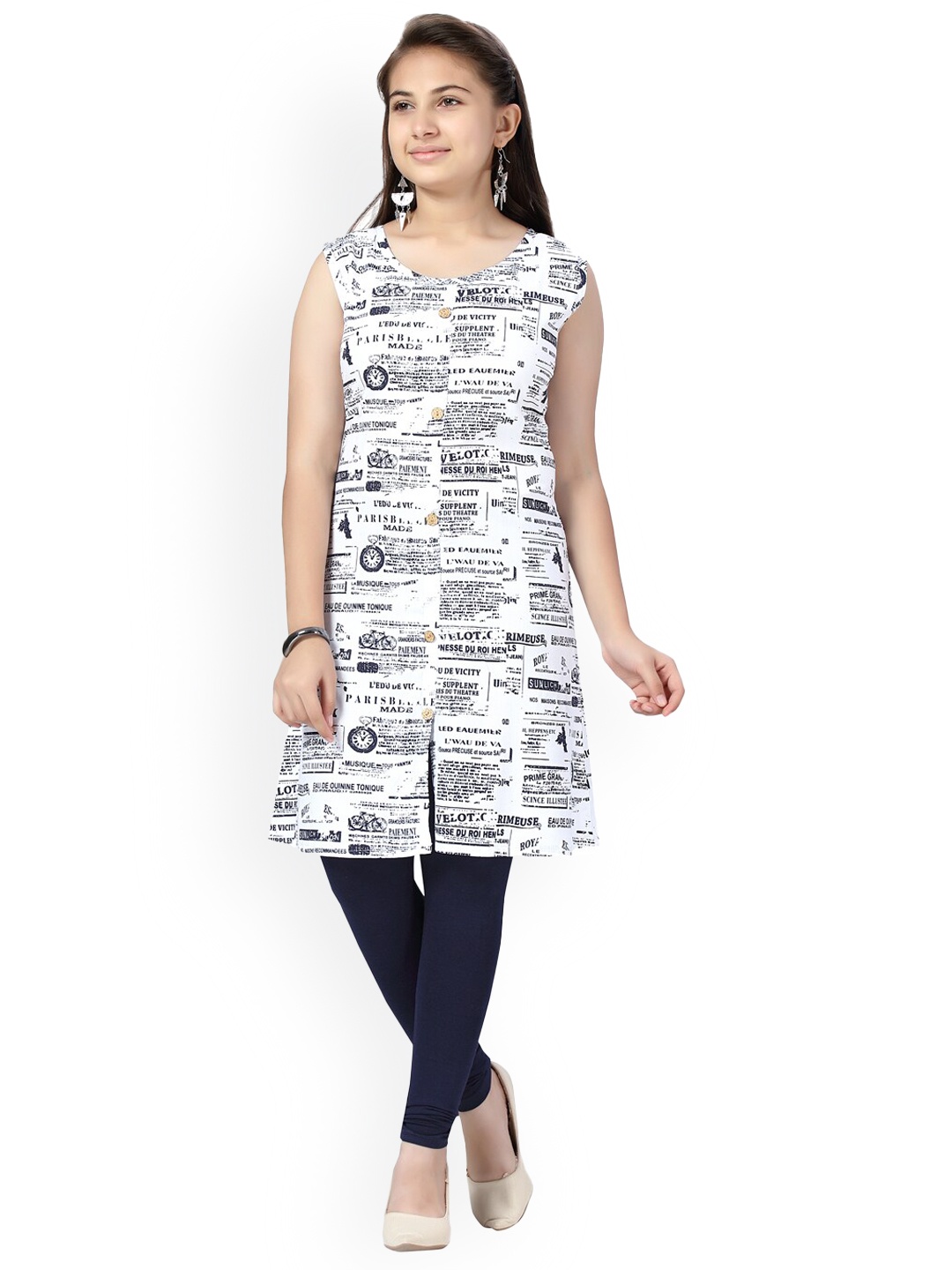 

Aarika Girls Abstract Printed Kurta, White