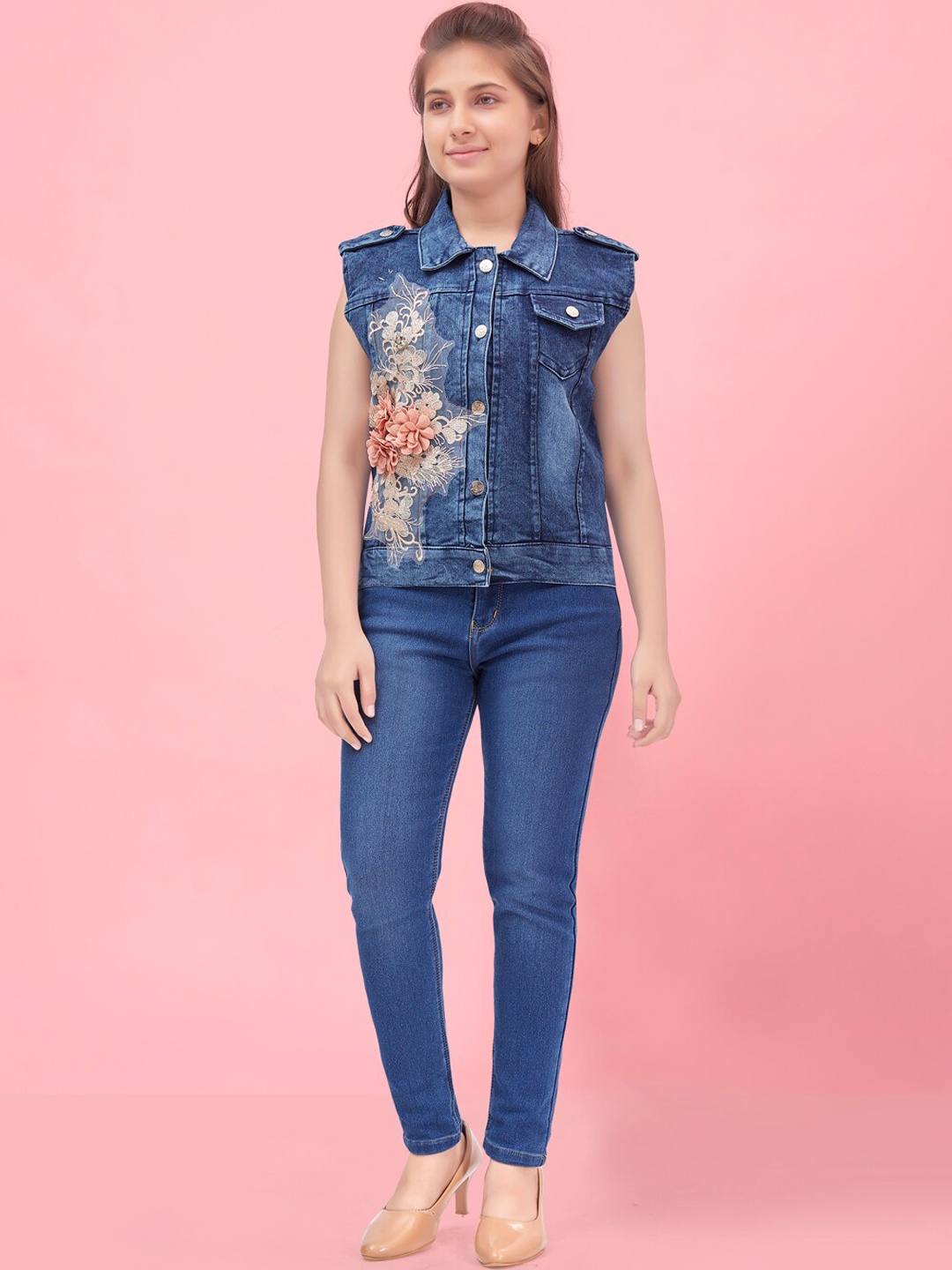 

Aarika Girls Washed Lightweight Denim Jacket, Navy blue