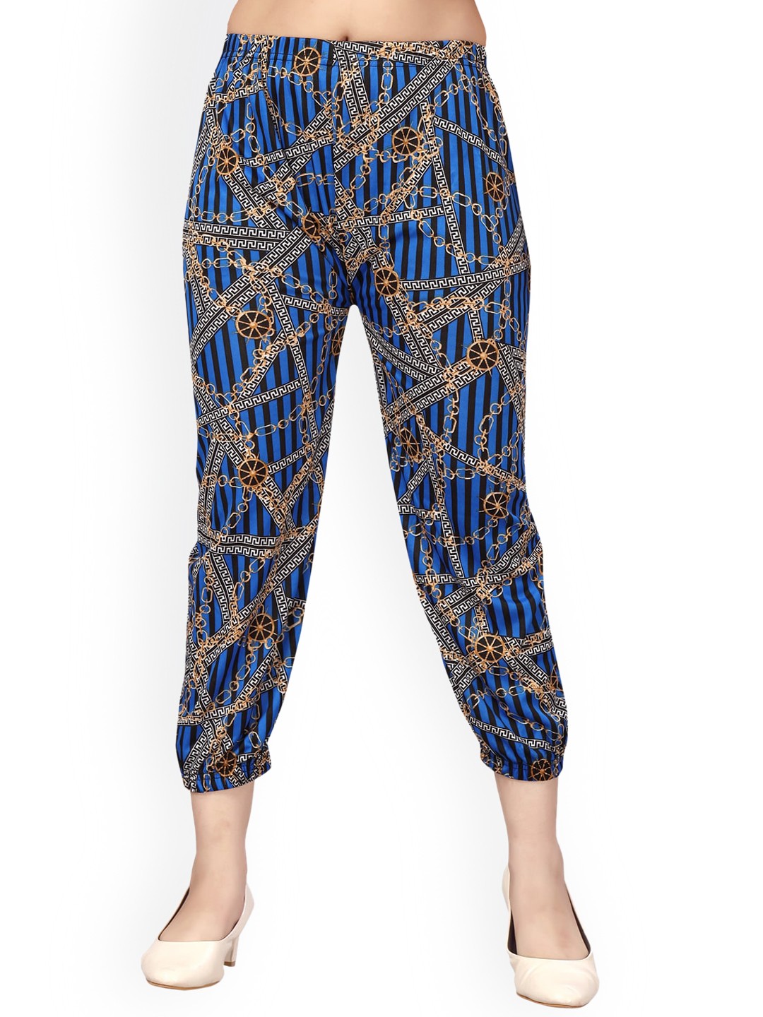 

Aarika Girls Geometric Printed Pure Cotton Cropped Joggers, Blue