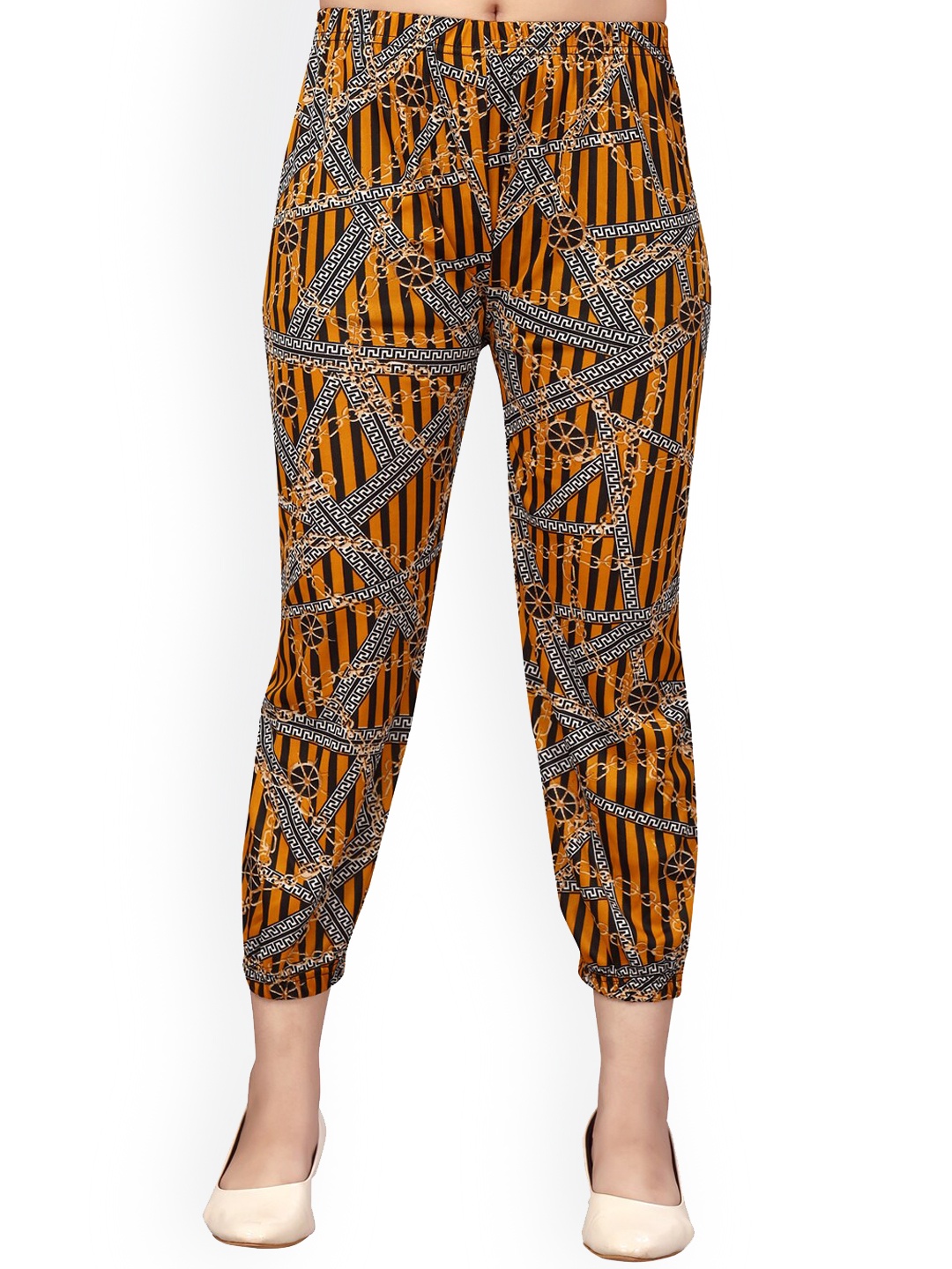 

Aarika Girls Geometric Printed Pure Cotton Cropped Joggers, Mustard
