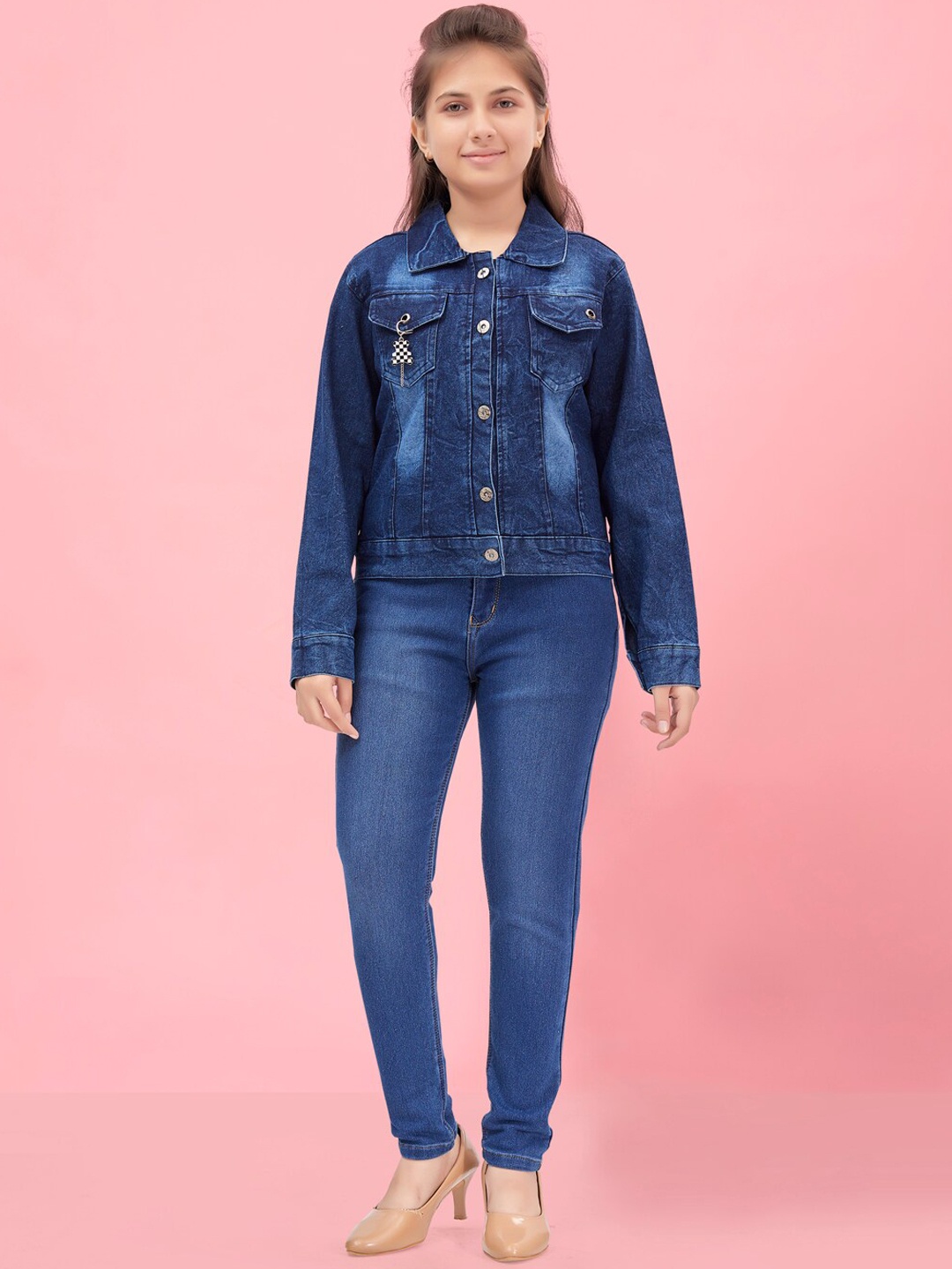 

Aarika Girls Washed Lightweight Denim Jacket, Navy blue