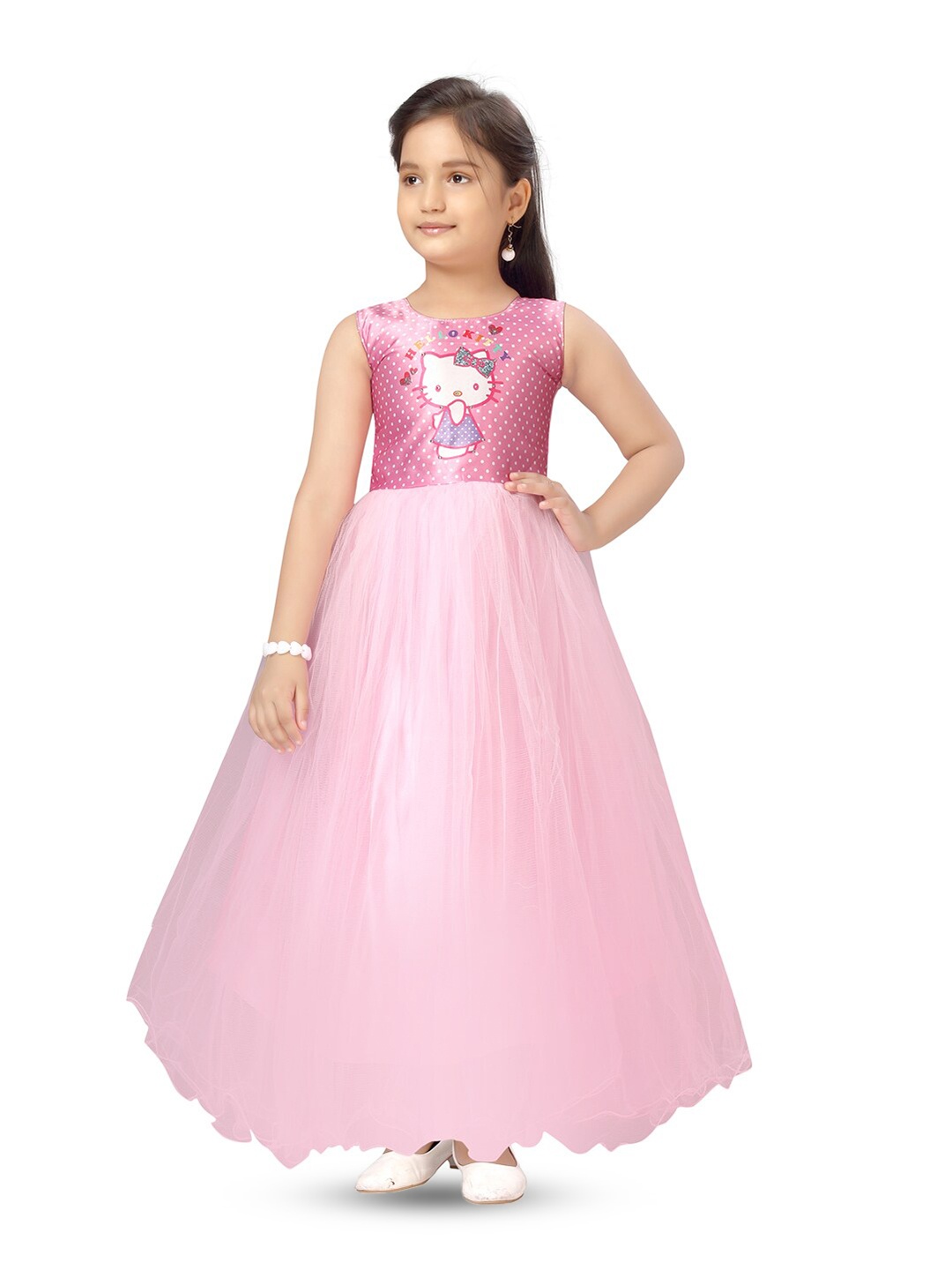 

Aarika Girls Hello Kitty Net Maxi Dress, Pink