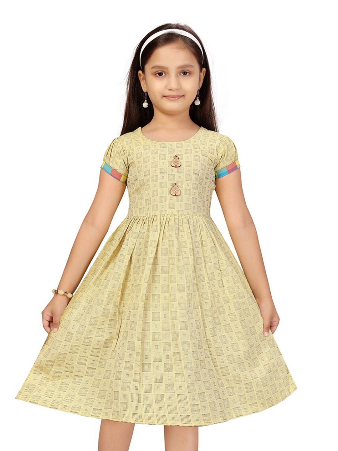 

Aarika Girls Floral Print Fit & Flare Cotton Dress, Yellow