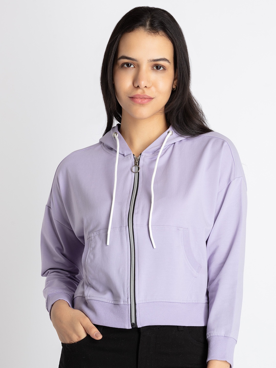 

Status Quo Hooded Front Open Cotton Sweatshirt, Purple