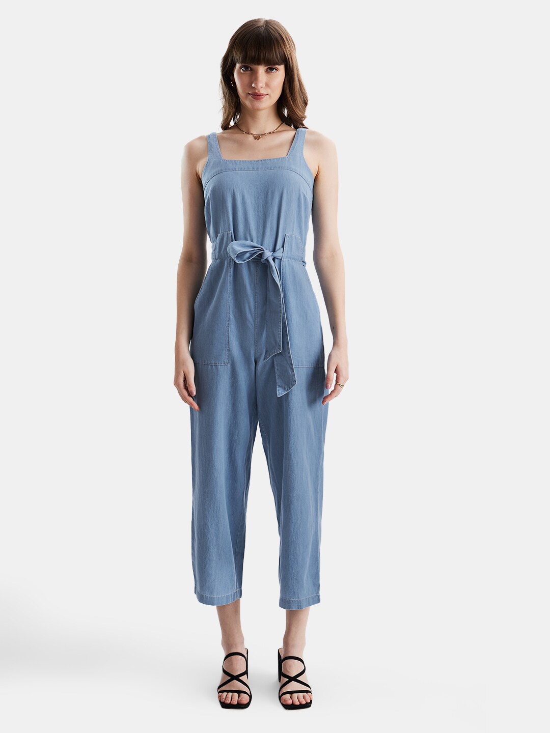 

The Souled Store Blue Shoulder Straps Pure Cotton Basic Jumpsuit