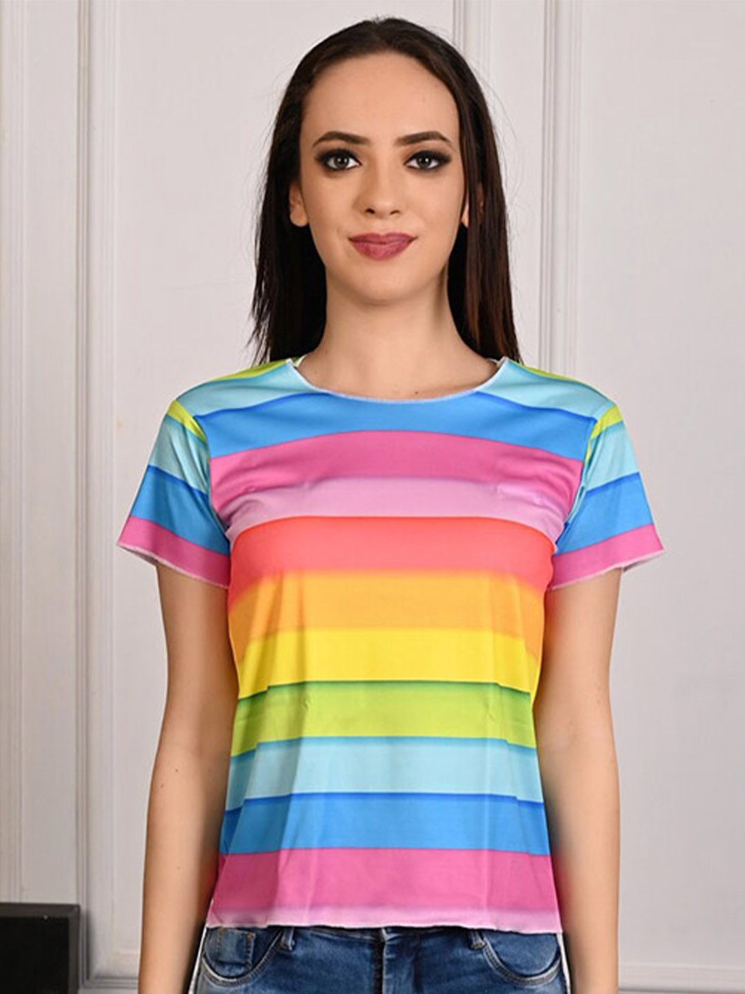 

Rajoria Instyle Striped Round Neck T-Shirt, Blue
