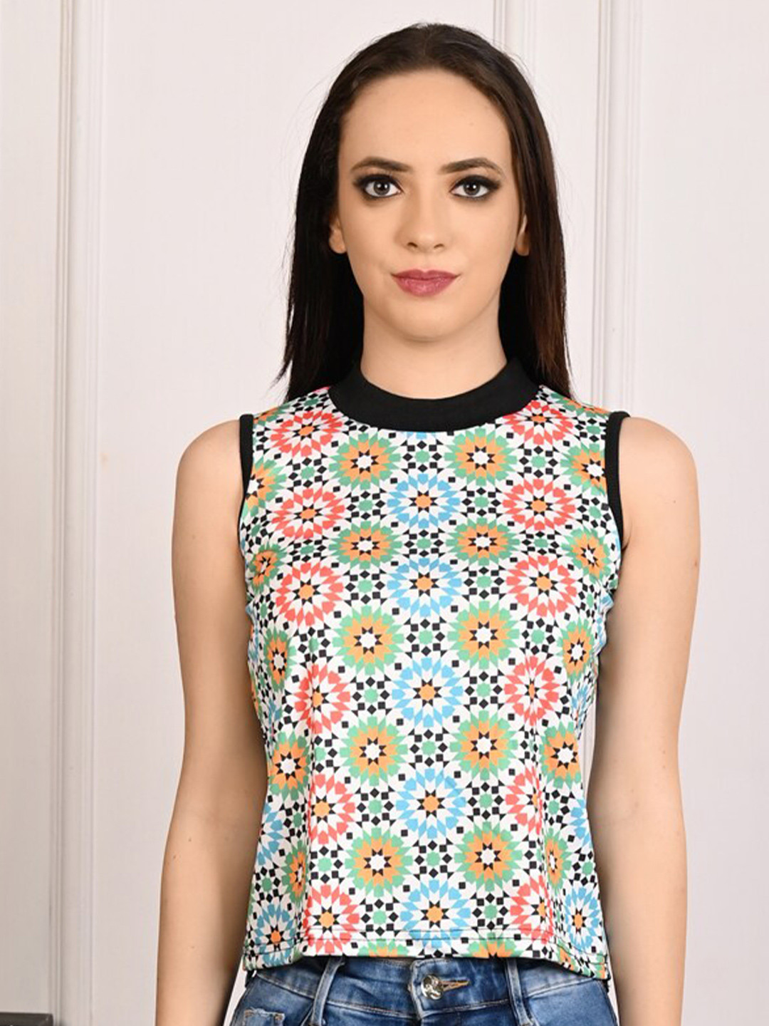 

Rajoria Instyle Floral Printed Sleeveless Loose T-shirt, Blue