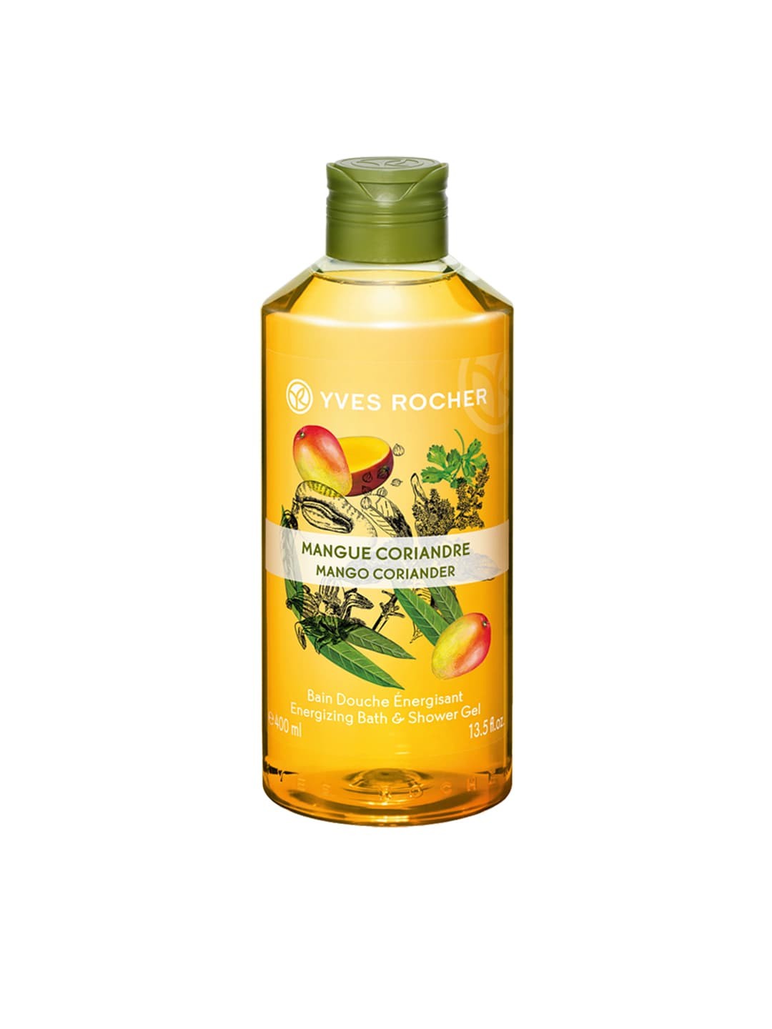 

YVES ROCHER Sustainable Unisex Mango Coriander Energizing Bath & Shower Gel 400 ml, Orange