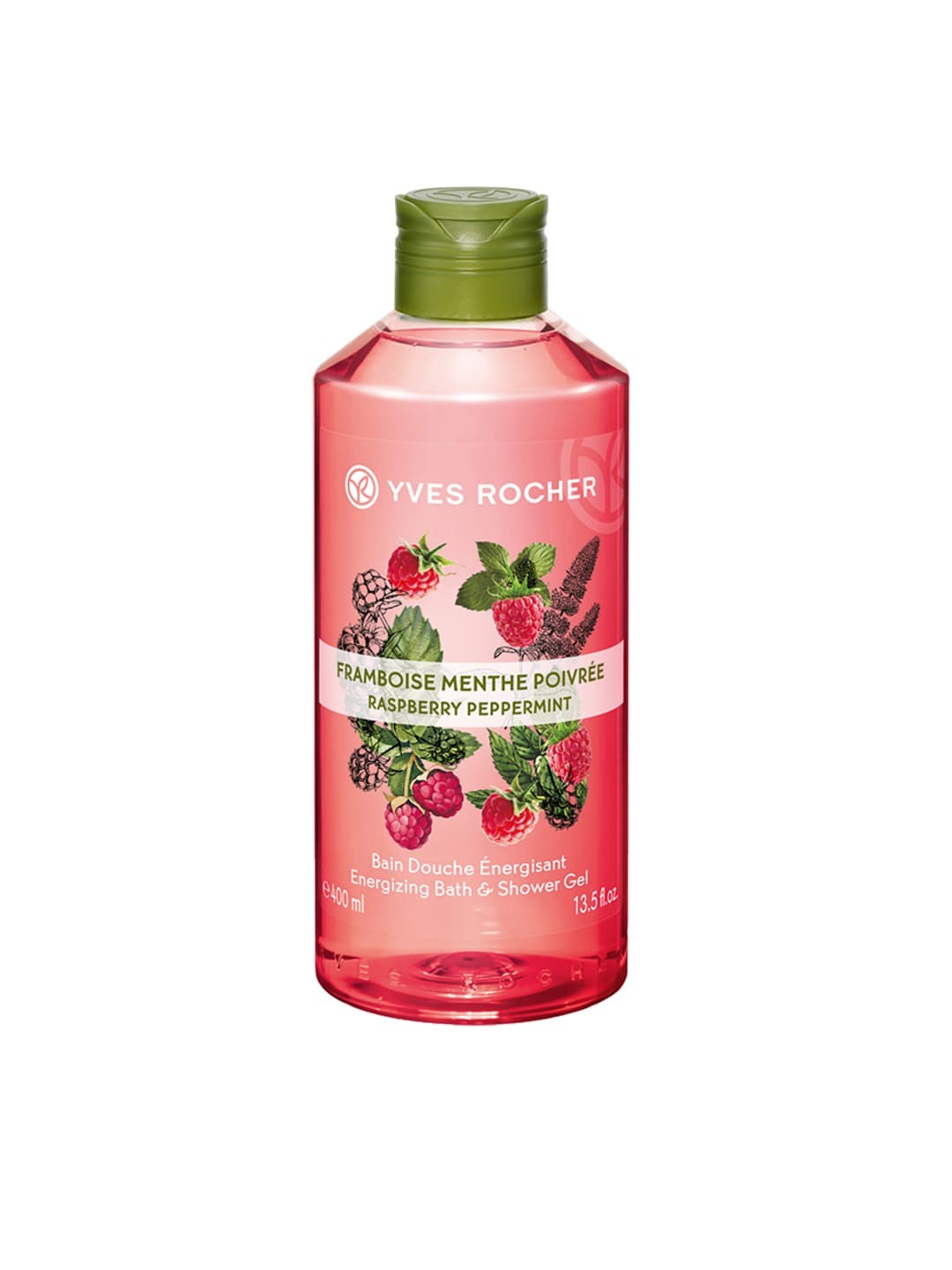 

YVES ROCHER Sustainable Unisex Raspberry Peppermint Energizing Bath & Shower Gel 400 ml, Red