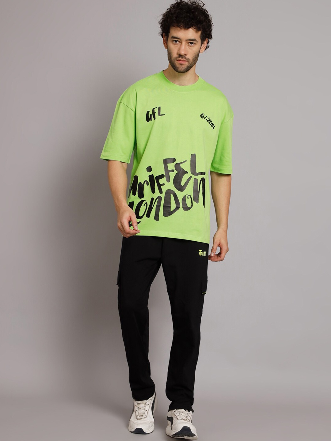 

GRIFFEL Printed Pure Cotton T-Shirt & Trouser, Green