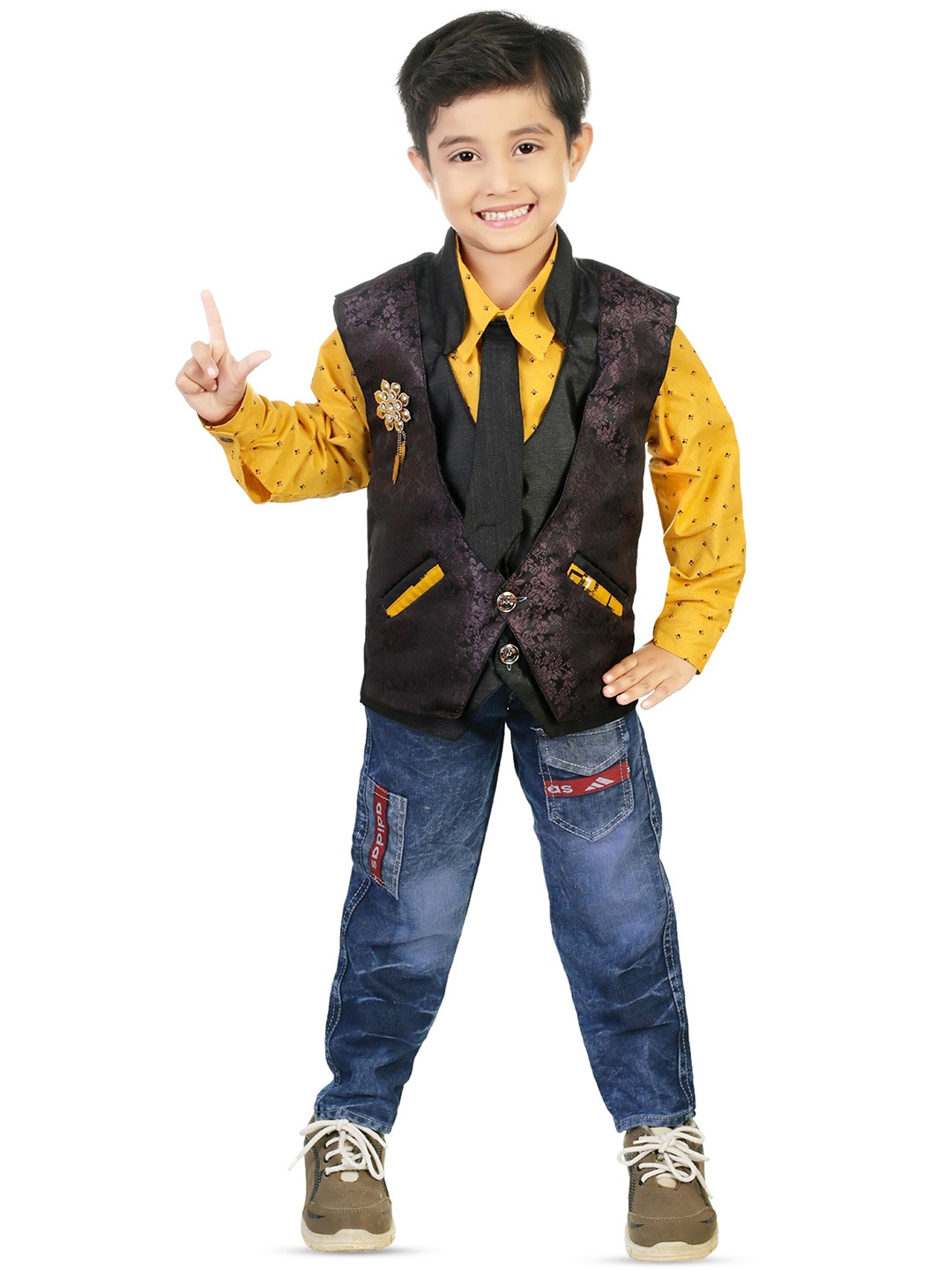 

BAESD Boys Printed Shirt With Trousers, Yellow