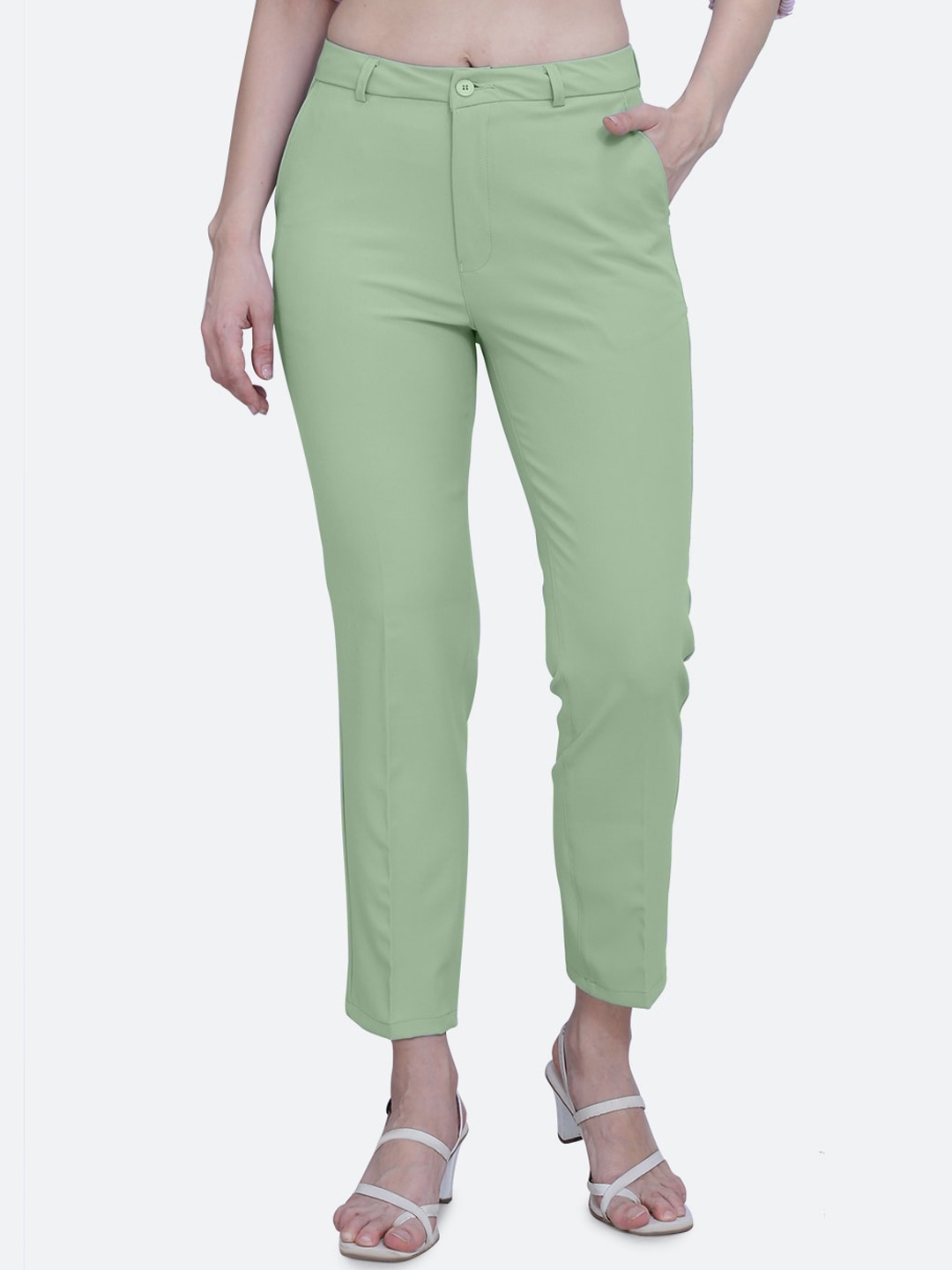 

FCK-3 Women Custom High-Rise Wrinkle Free Trousers, Green