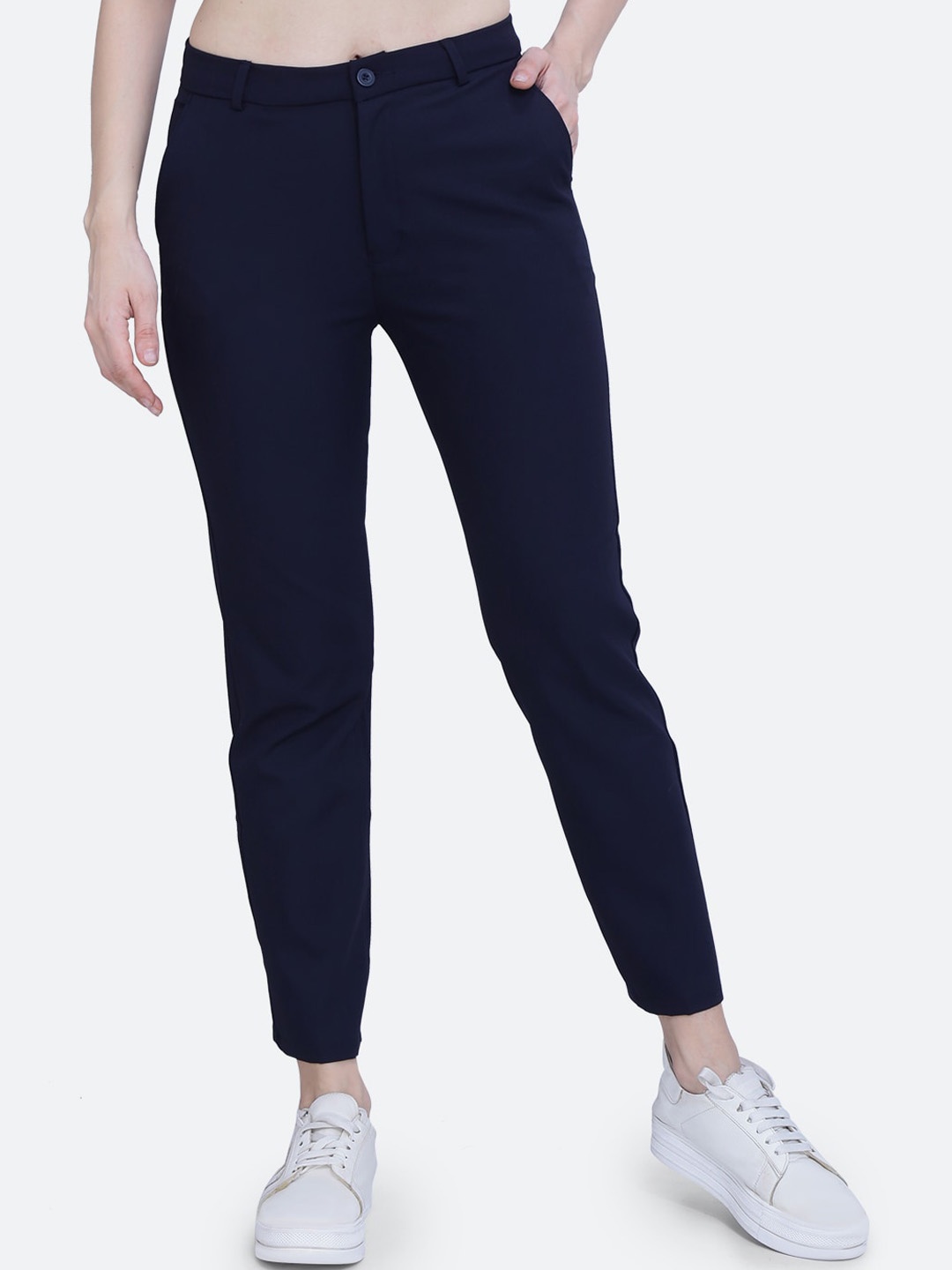 

FCK-3 Women Custom High-Rise Wrinkle Free Formal Trousers, Navy blue