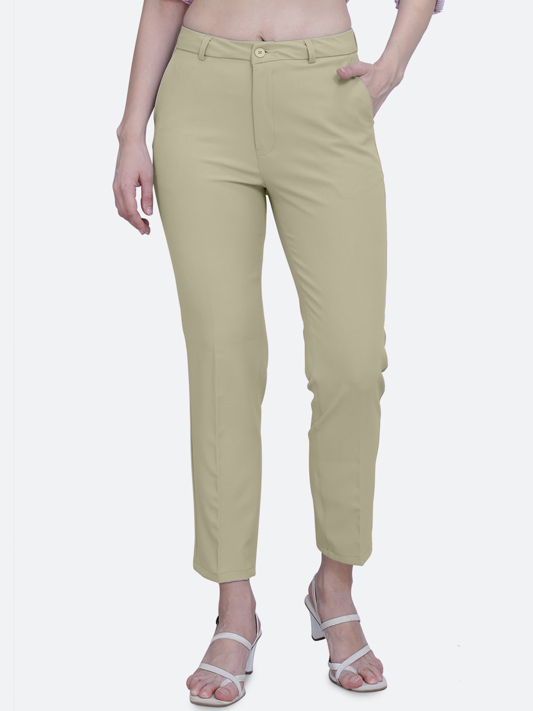 

FCK-3 Women Custom High-Rise Wrinkle Free Formal Trousers, Beige