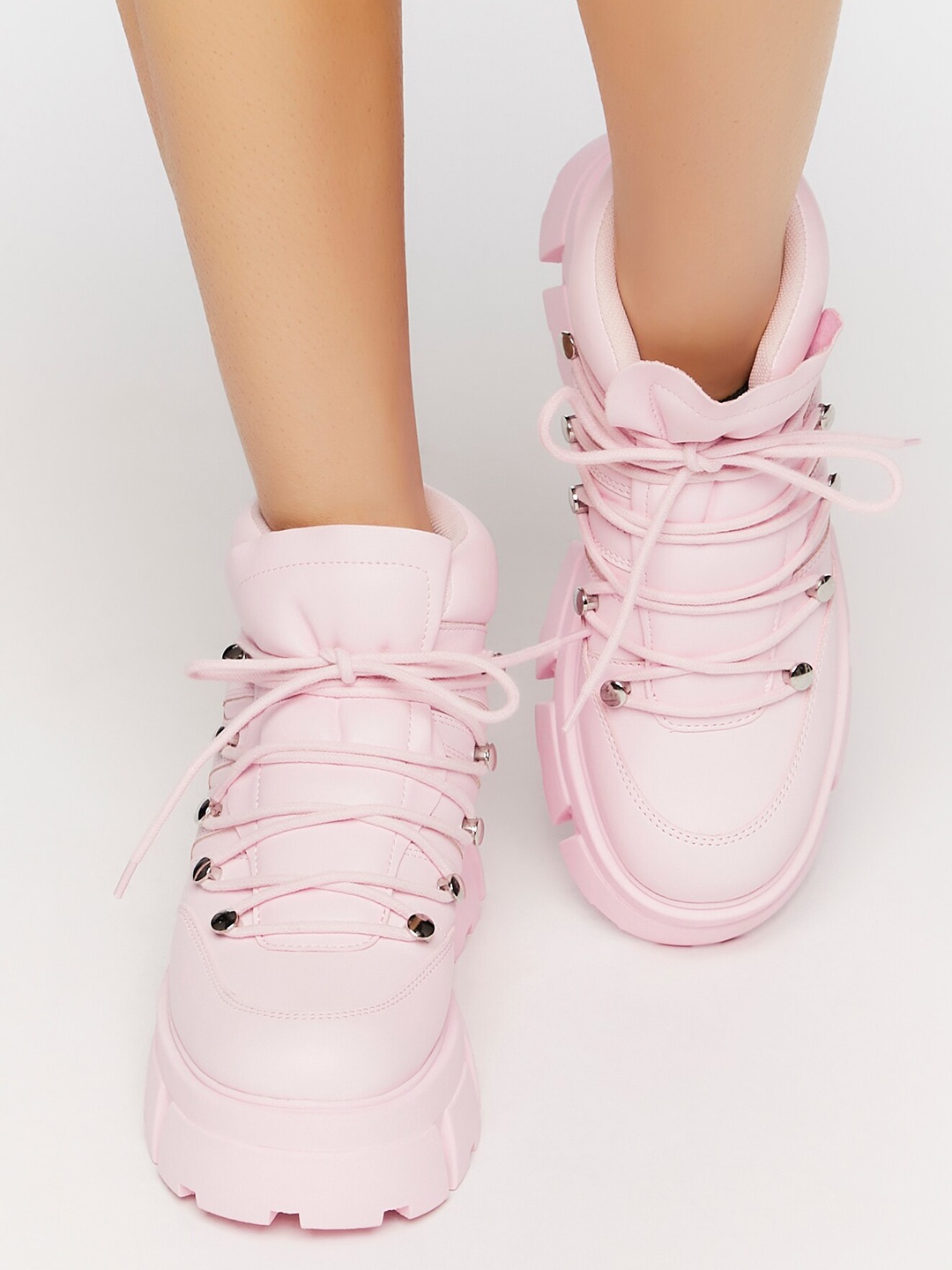

FOREVER 21 Women Comfort Insole Basics Flatforms, Pink