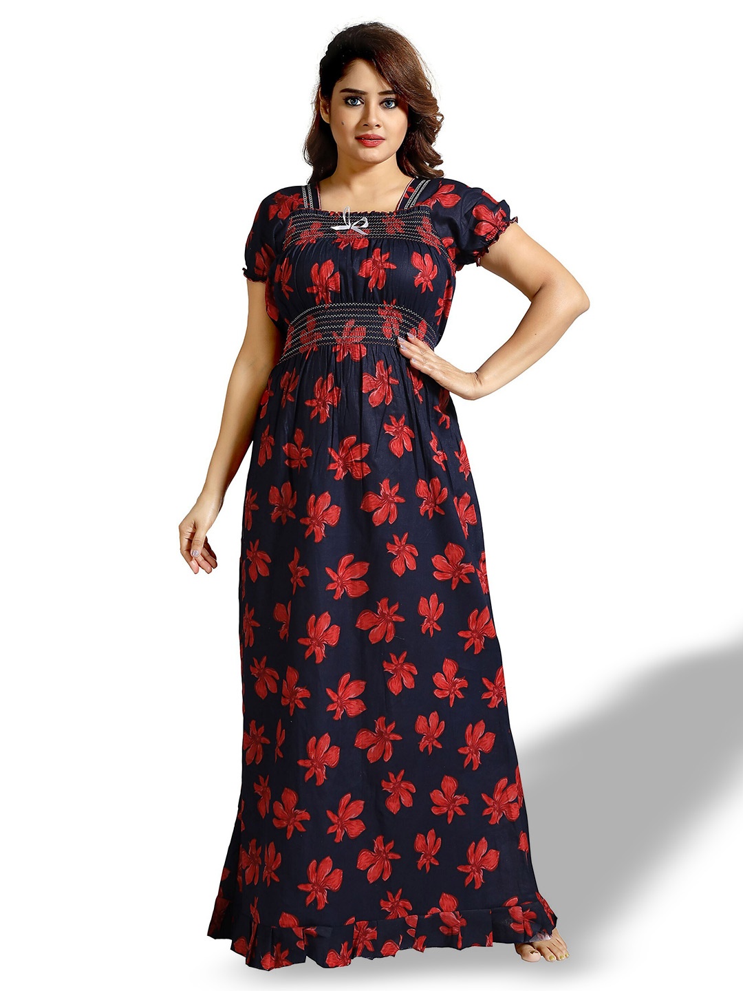 

CINCO Floral Printed Square Neck Maxi Nightdress, Navy blue