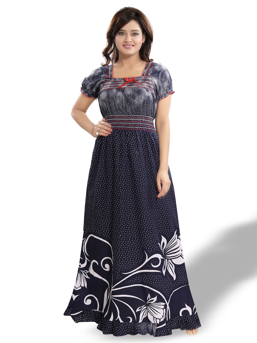 

CINCO Floral Printed Square Neck Maxi Nightdress, Navy blue