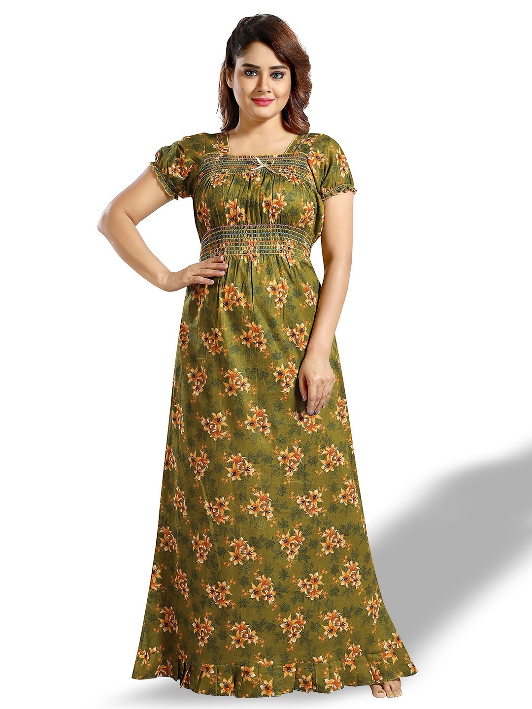 

CINCO Floral Printed Square Neck Maxi Nightdress, Green