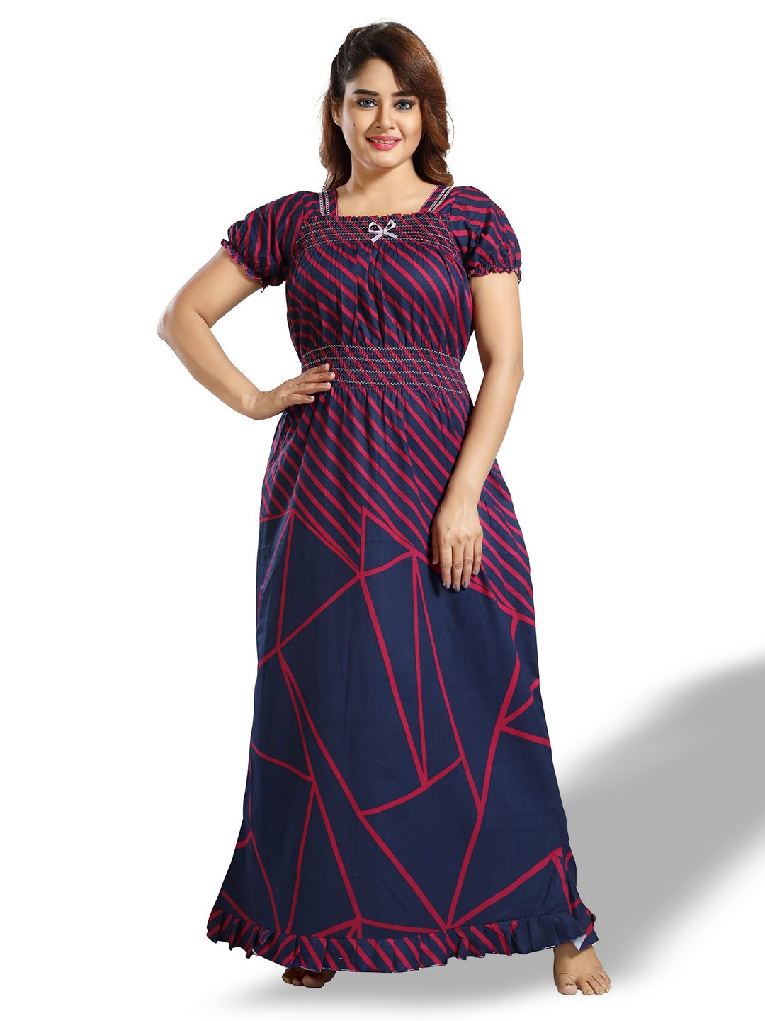 

CINCO Striped Square Neck Maxi Nightdress, Red