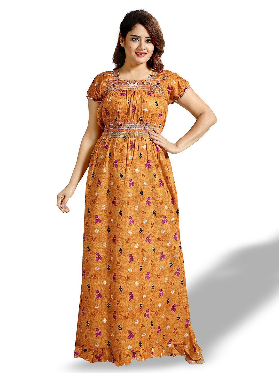 

CINCO Floral Printed Square Neck Maxi Nightdress, Brown