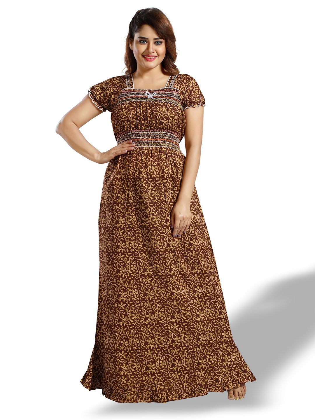

CINCO Floral Printed Maxi Nightdress, Brown