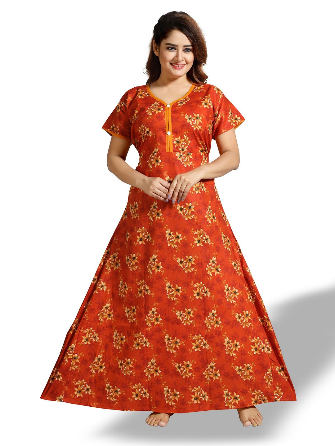 

CINCO Floral Printed Maxi Nightdress, Orange