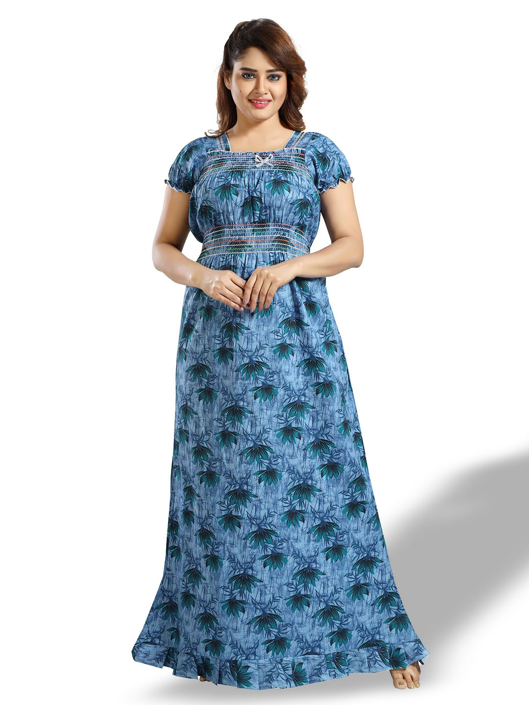 

CINCO Floral Printed Square Neck Maxi Nightdress, Blue