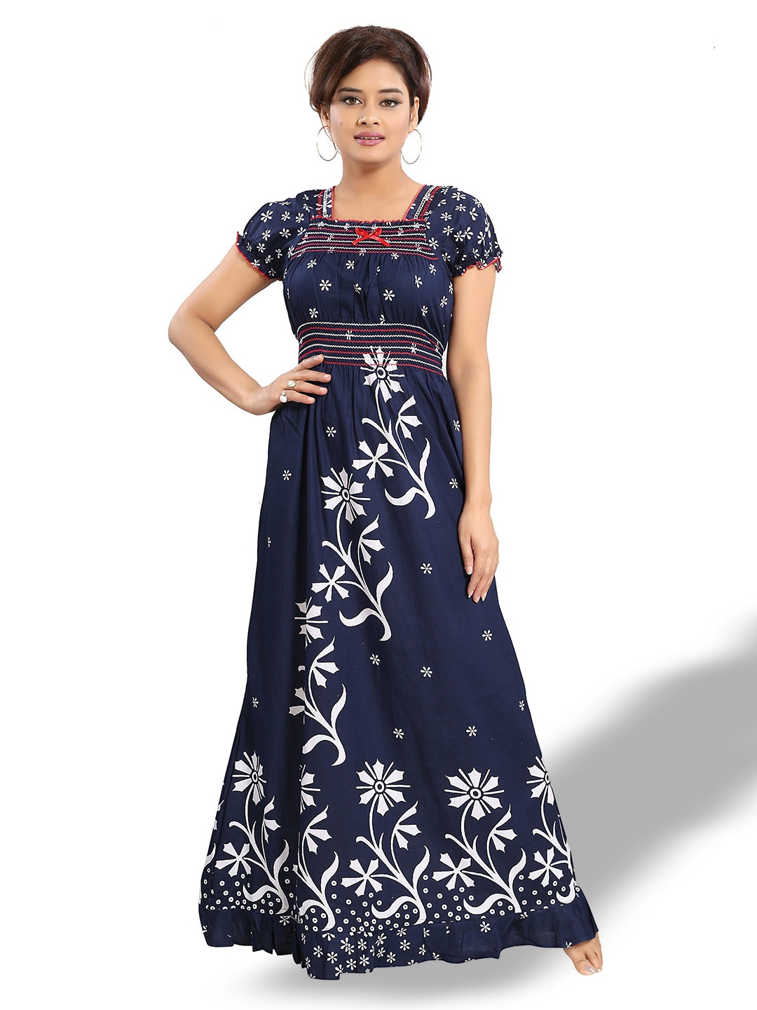 

CINCO Floral Printed Square Neck Maxi Nightdress, Navy blue