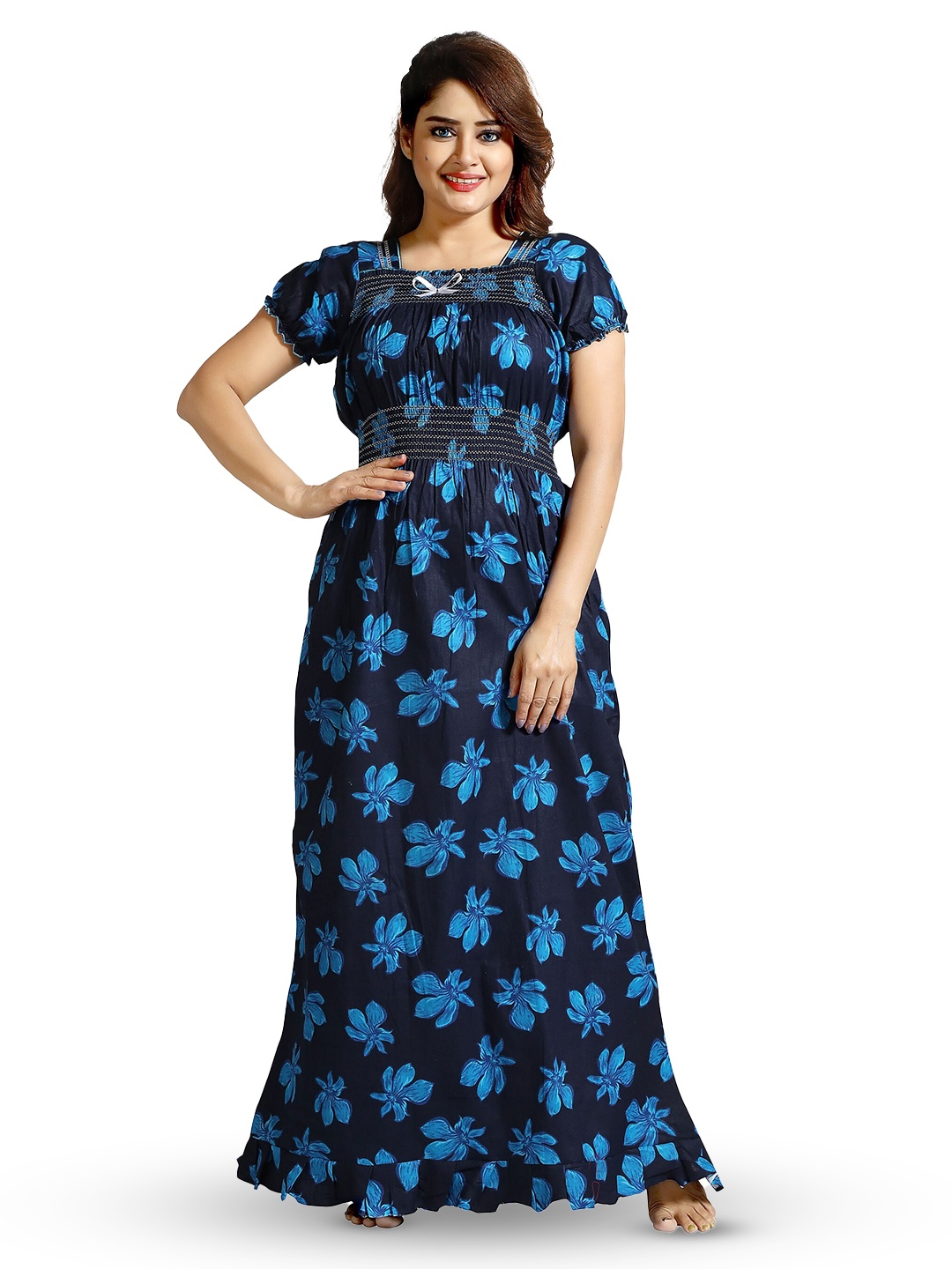 

CINCO Floral Printed Square Neck Maxi Nightdress, Navy blue