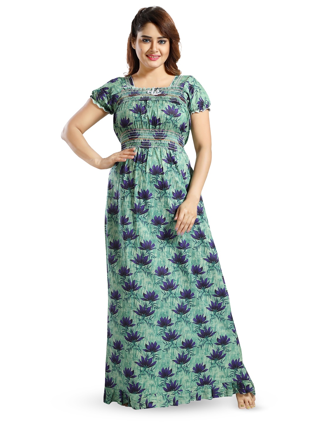 

CINCO Floral Printed Square Neck Maxi Nightdress, Green