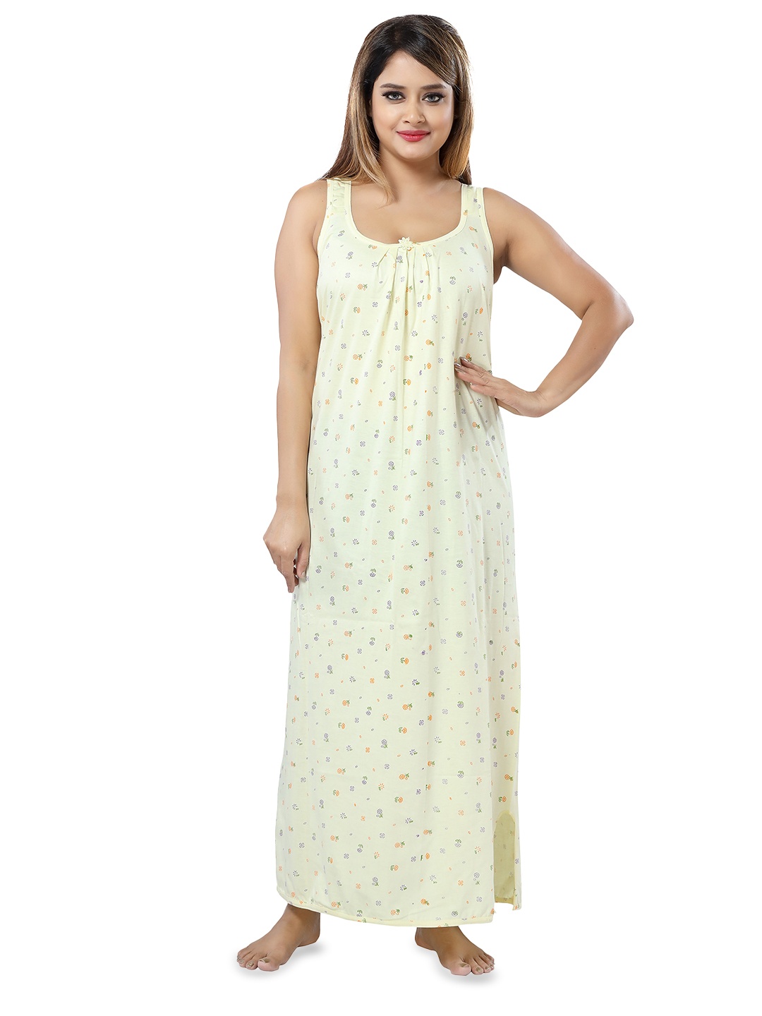 

CINCO Floral Printed Maxi Nightdress, Yellow