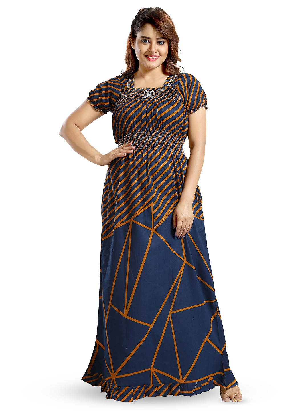 

CINCO Abstract Printed Maxi Nightdress, Navy blue