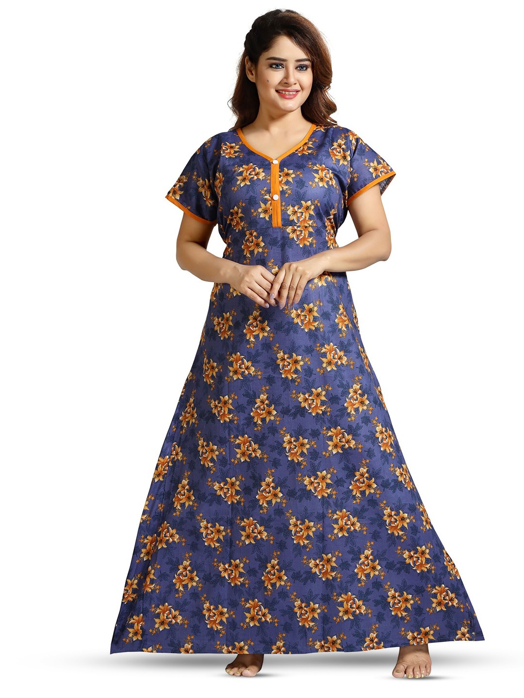 

CINCO Floral Printed Maxi Nightdress, Navy blue