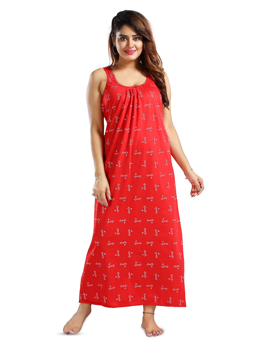 

CINCO Graphic Printed Sleeveless Maxi Nightdress, Red