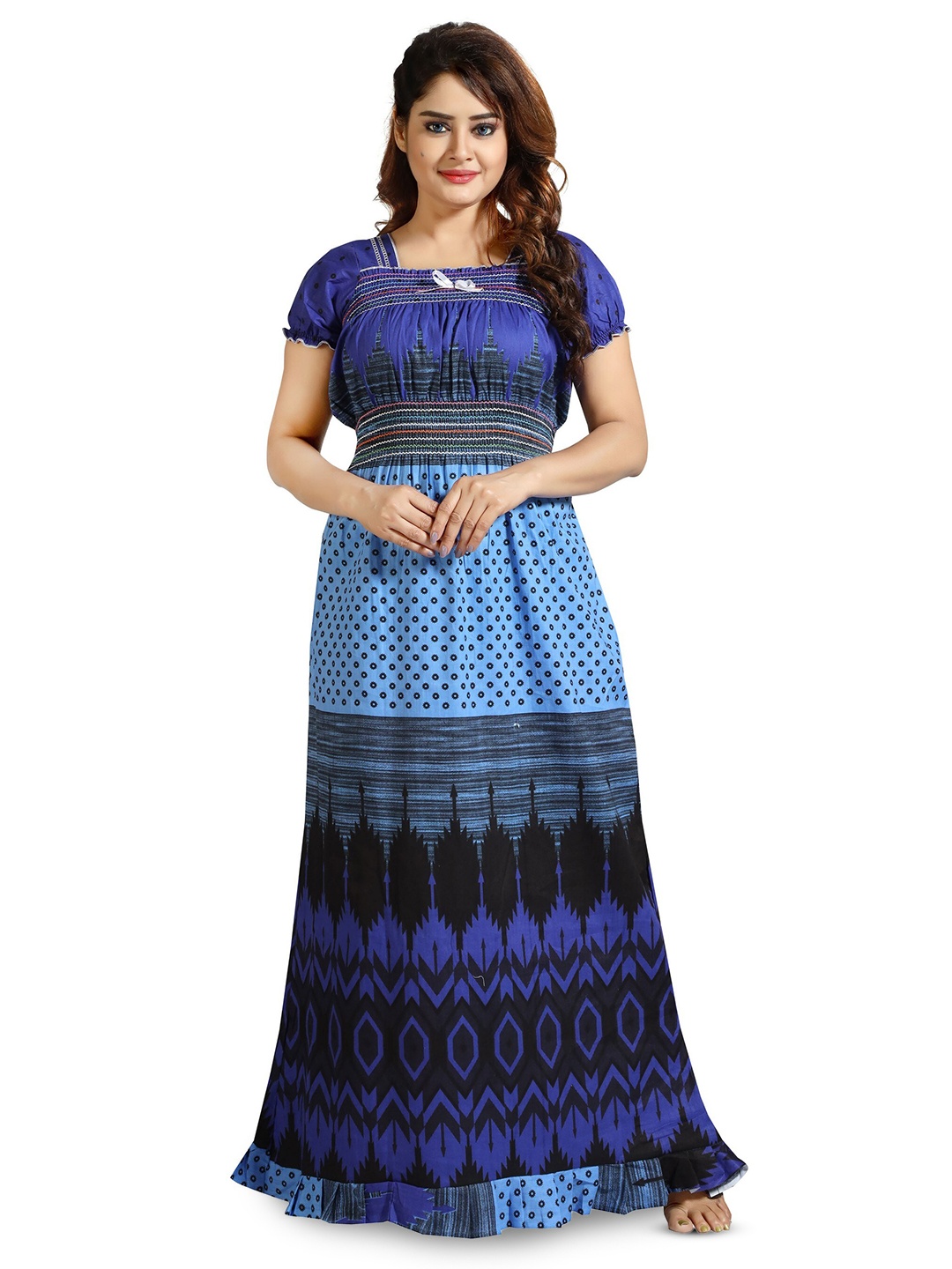 

CINCO Geometric Printed Maxi Nightdress, Navy blue