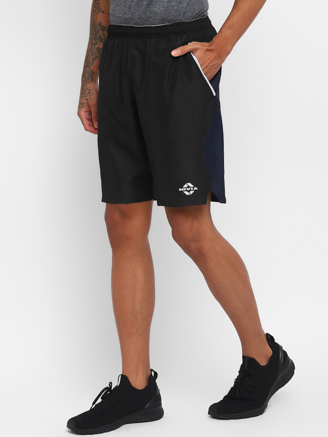 

NIVIA Men Mid-Rise Sports Shorts, Black
