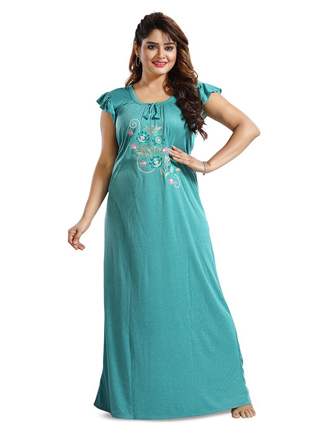 

FOMTI Embroidered Maternity Maxi Nightdress, Green