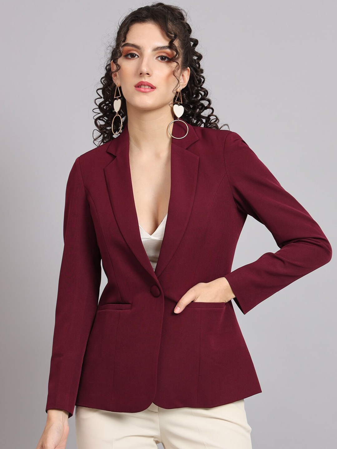 

PowerSutra Notched Lapel Comfort-Fit Blazers, Maroon