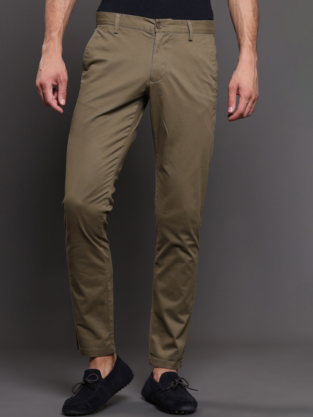 

POE Men Smart Slim Fit Trousers, Green