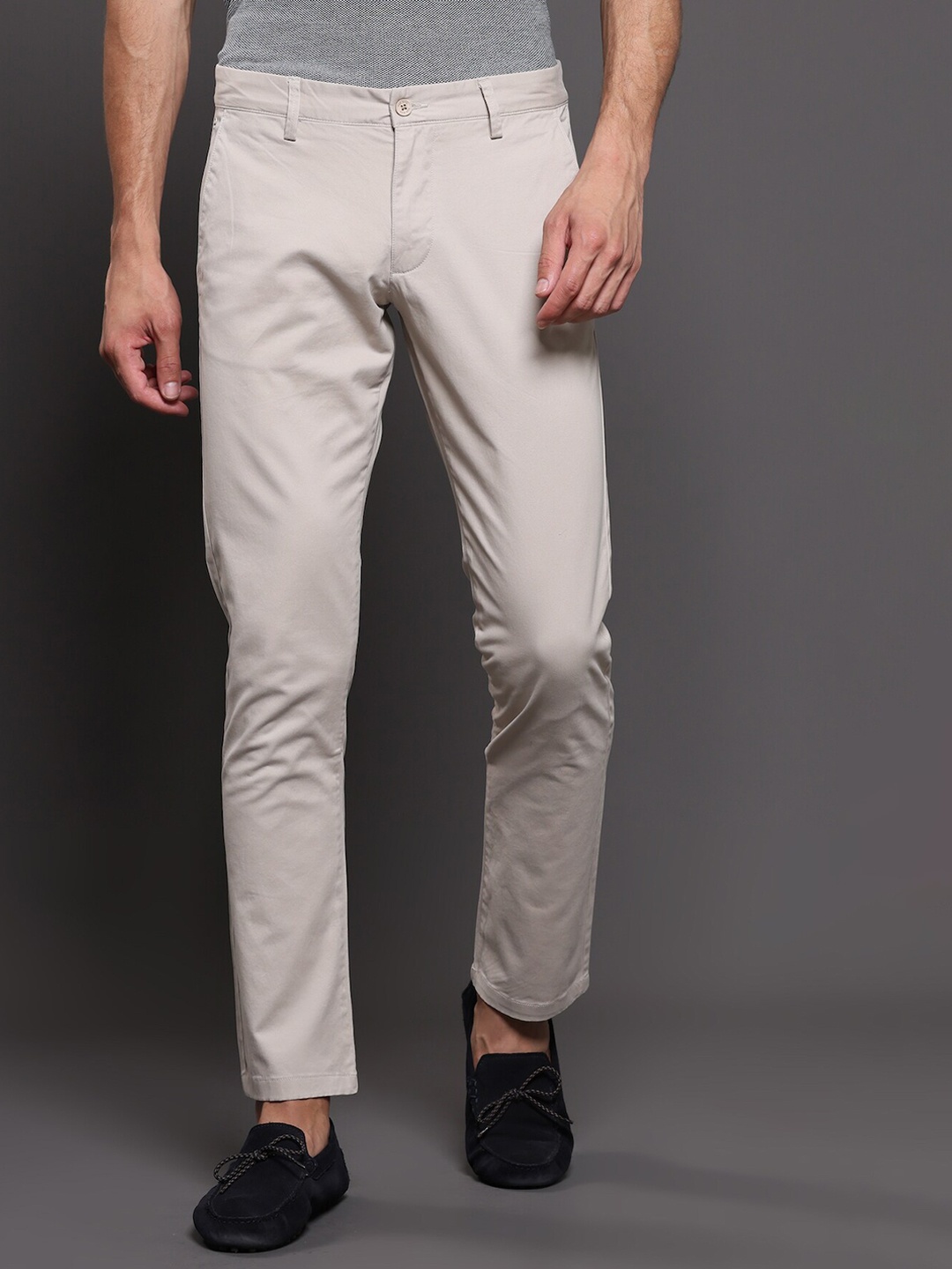 

POE Men Smart Slim Fit Trousers, Grey