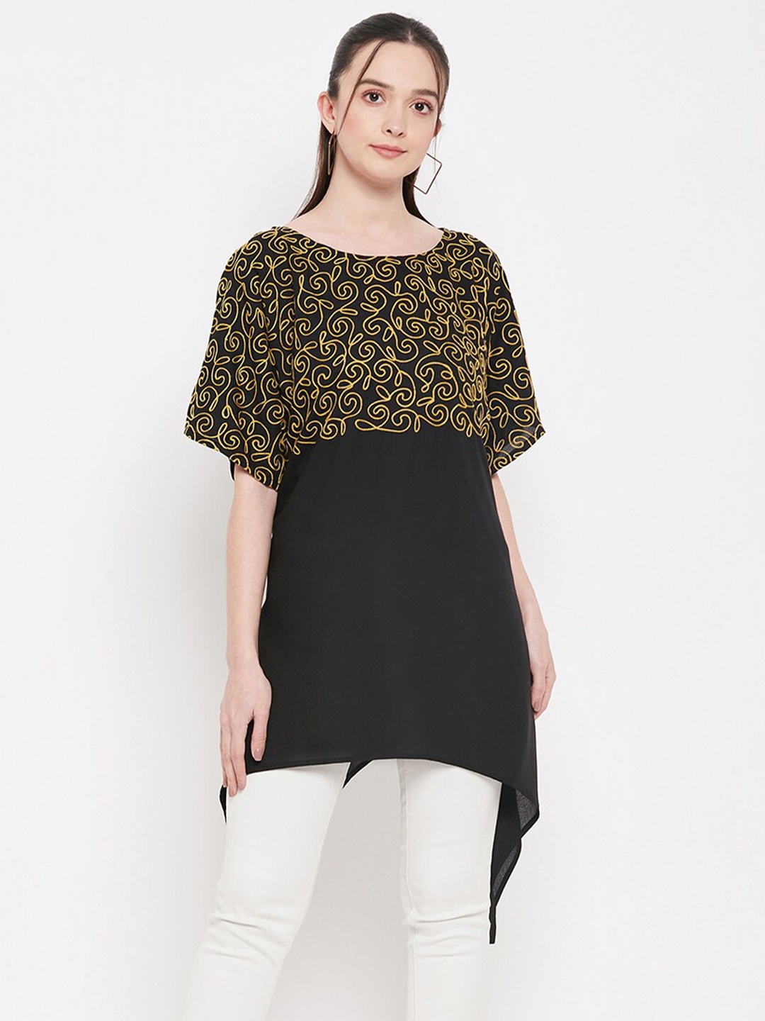 

BAESD Embroidered Longline Top, Black