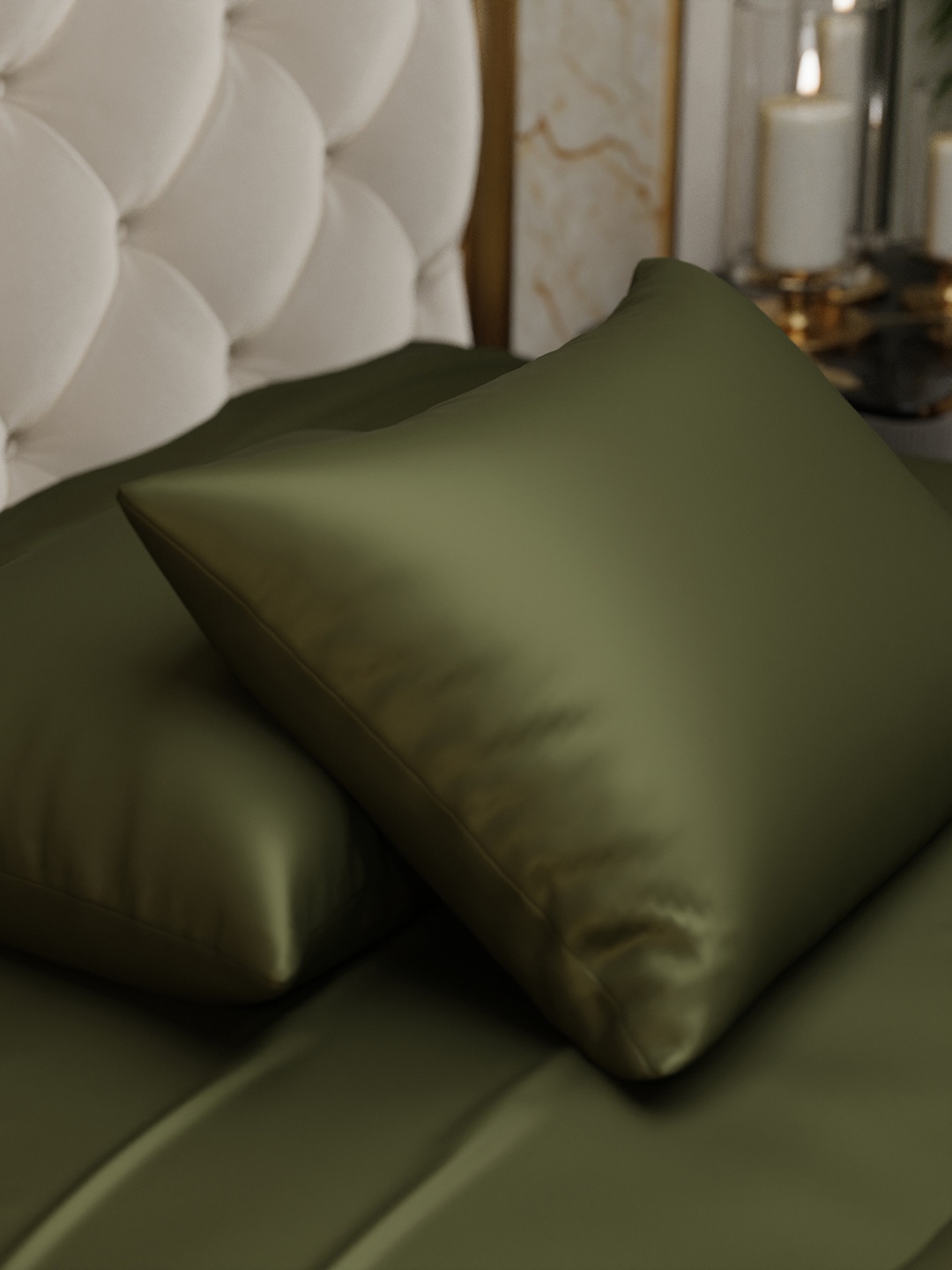 

Stoa Paris Silklike Olive Oasis 2-Pcs Oasis Ultra Satin Pillow Covers