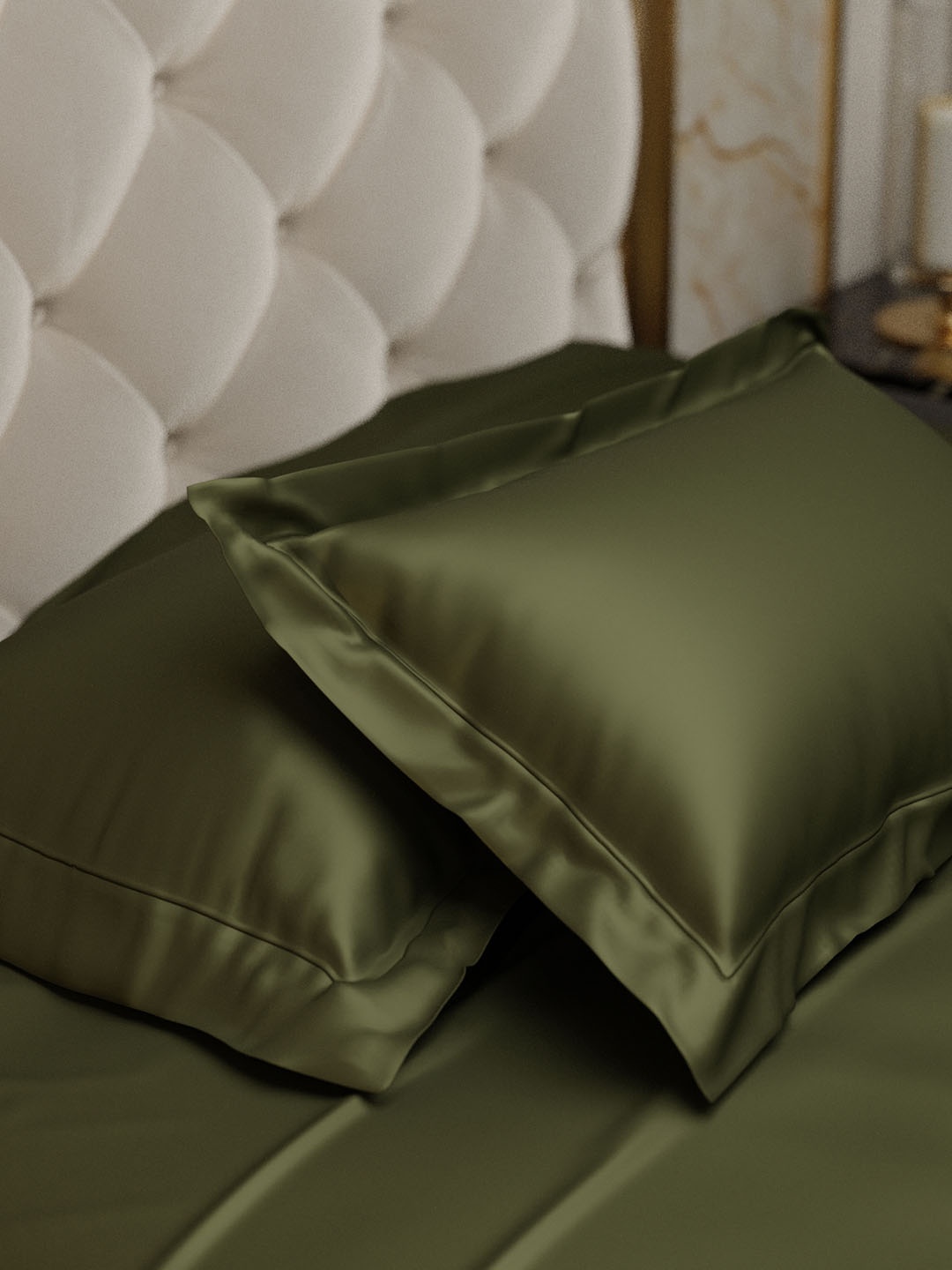 

Stoa Paris Date Night Olive Green 2-Pcs Satin Pillow Covers